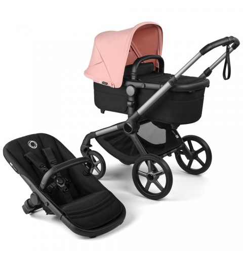 Bugaboo Fox 5 Renew - wózek wielofunkcyjny, zestaw 2w1 z opcją 3w1 i 4w1 | Graphite / Black - Morning Pink